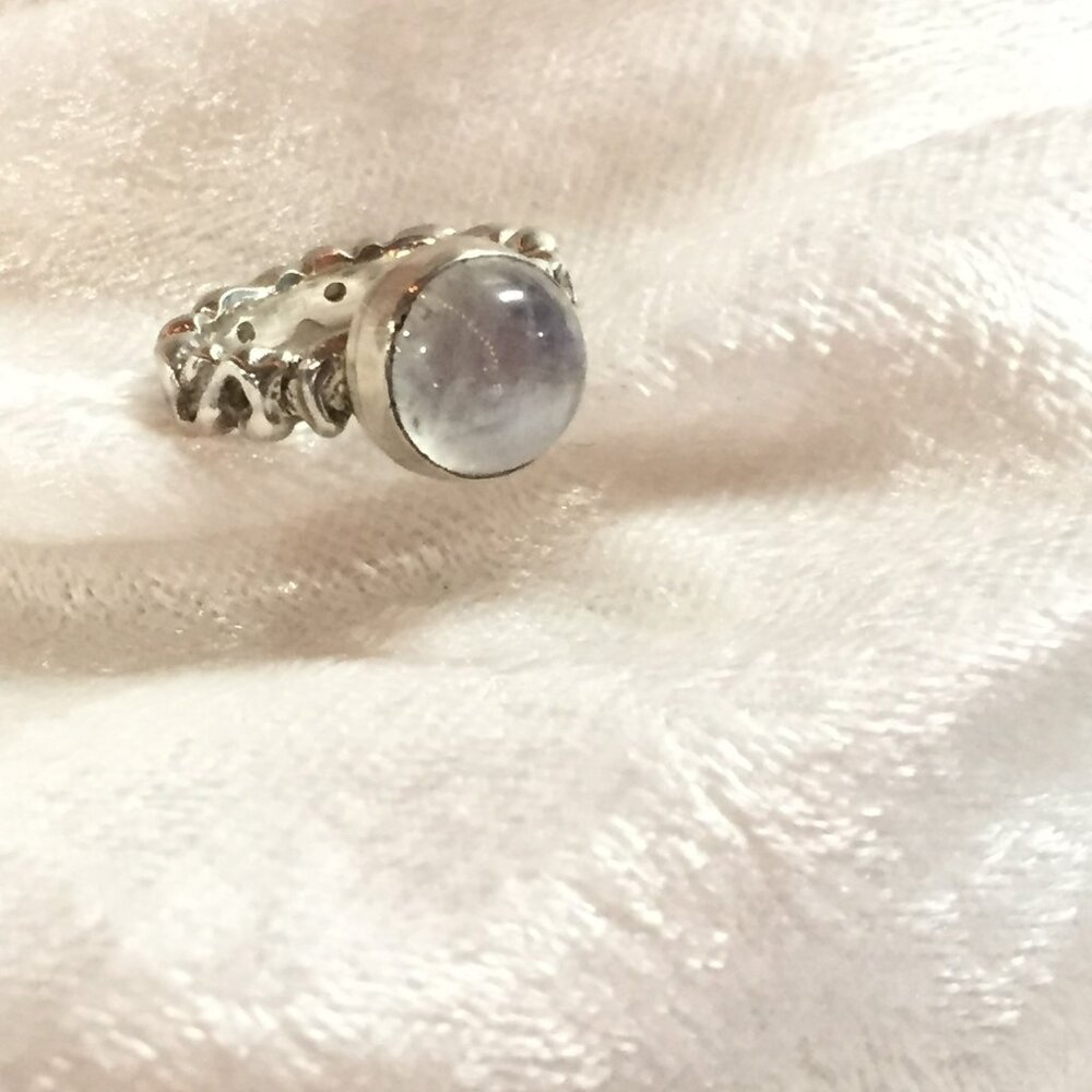 Handmade Sterling Swirl Rainbow Moonstone Ring